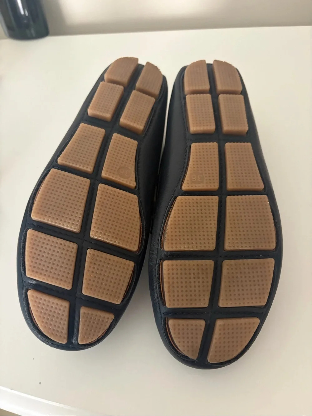 Boss Navy Textured Leather Loafers with Metal Logo